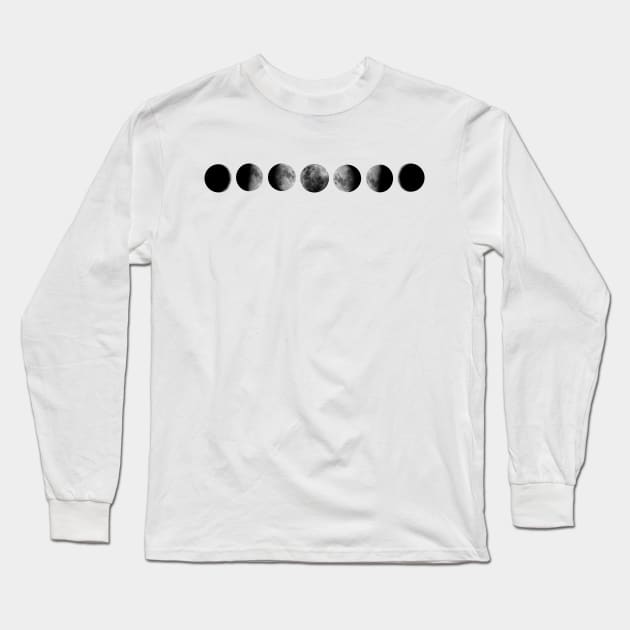 Moon Phases Photography in White Background Horizontal Long Sleeve T-Shirt by hclara23